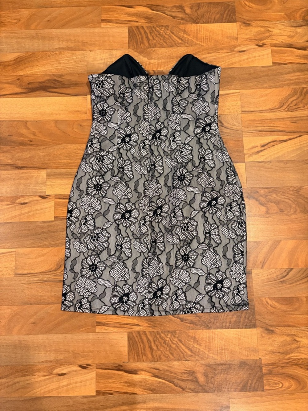ASOS Black and Gray Lace-Effect Mini Dress - Picture 3 of 6